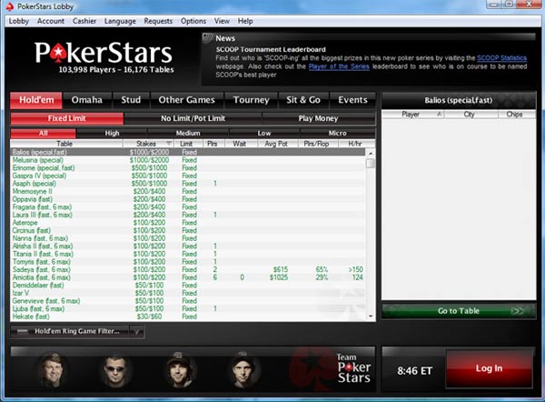 PokerStars Lobby